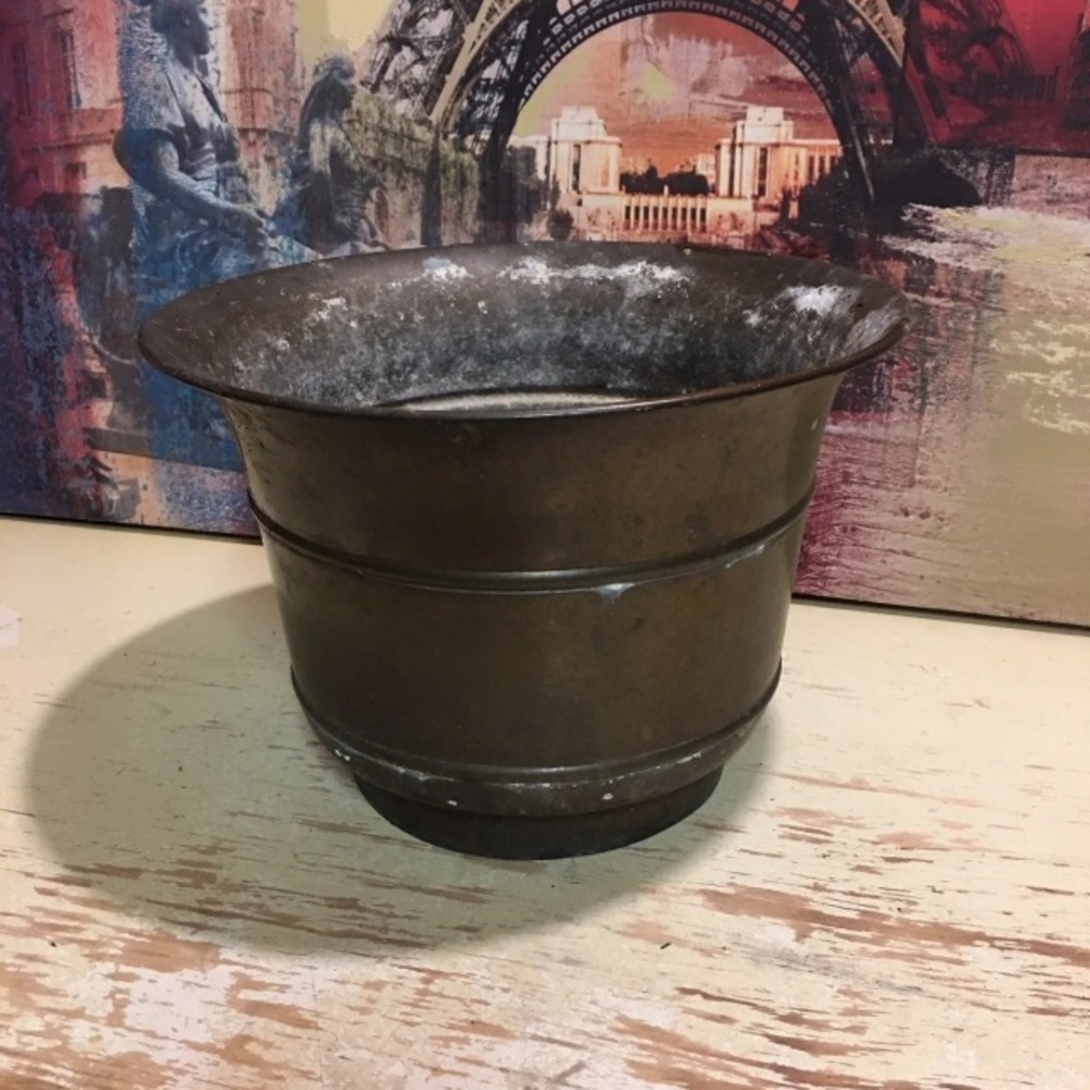 Vintage Brass Planter Pot Flower View 2